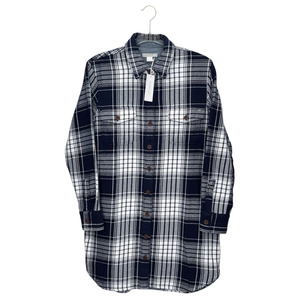 Outerknown Blanket Shirt Men's Size XS Navy Blue White Plaid Surf Board New NWT